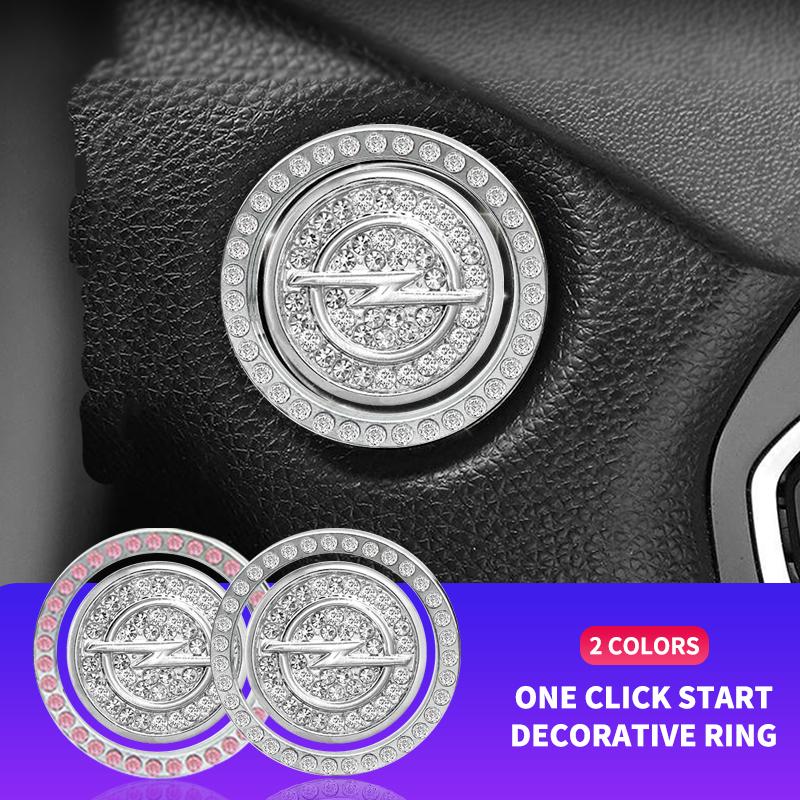 NPT1 Car One-Click Start Stop Engine Crystal Rhinestone Metal Decor Cover For Opel Opc Astra K Vivaro Corsa Zafira Insignia Mokka