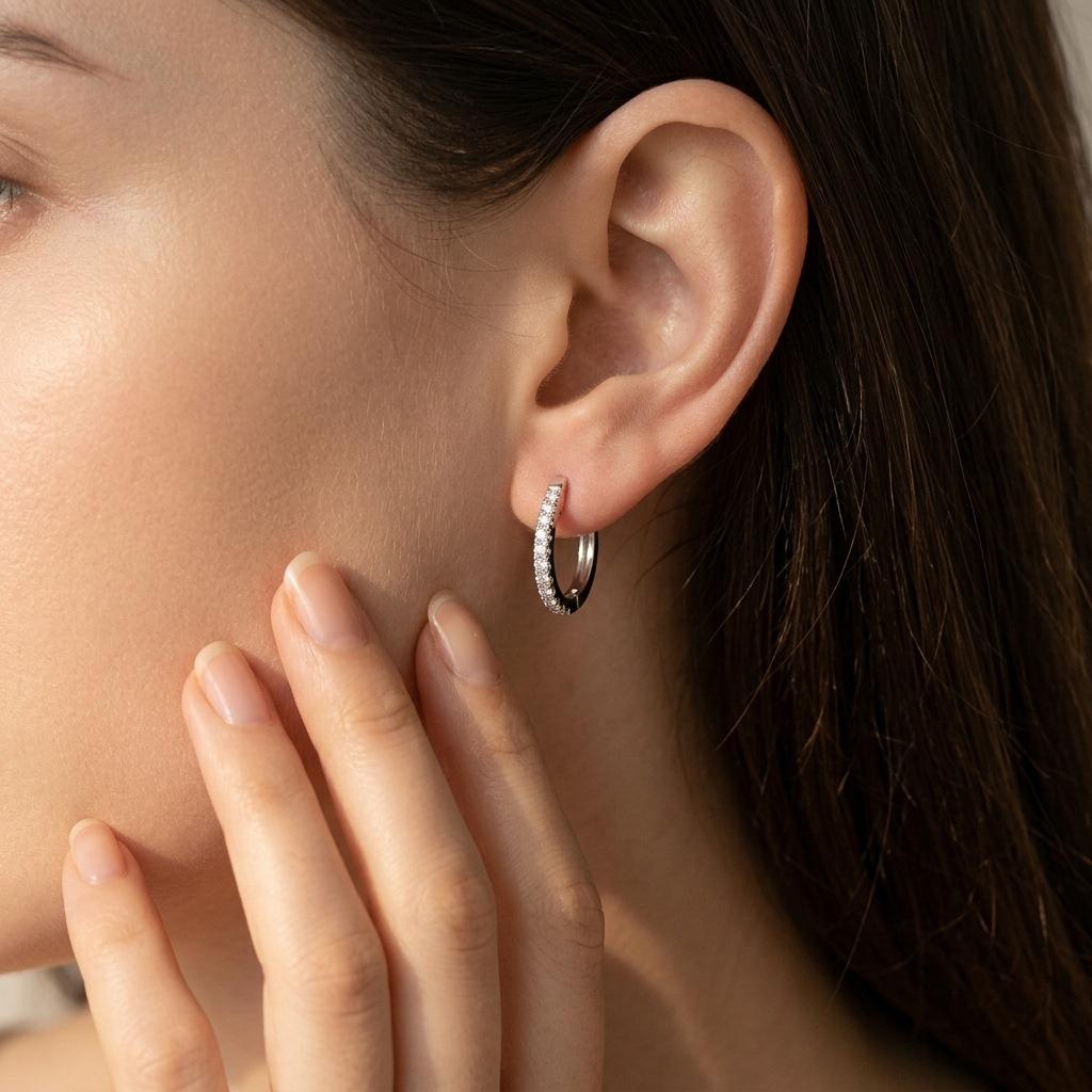 Factory Prices Fine Jewelry Huggie Earring Small Circle S925 Silver Gold Plated Unisex Trendy Fashion Cubic Zirconia Earrings