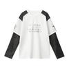 Womens Oversized Long Sleeve Tee With Color-Block Mock Layer Design V-Neck Streetwear Top