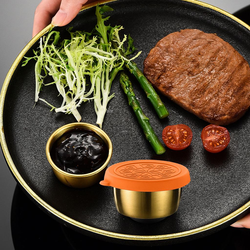 6 Pack Salad Sauce Jars Set Food Storage Container Small Sauce Box 304Stainless Steel Texture Suitable for Meal Preps