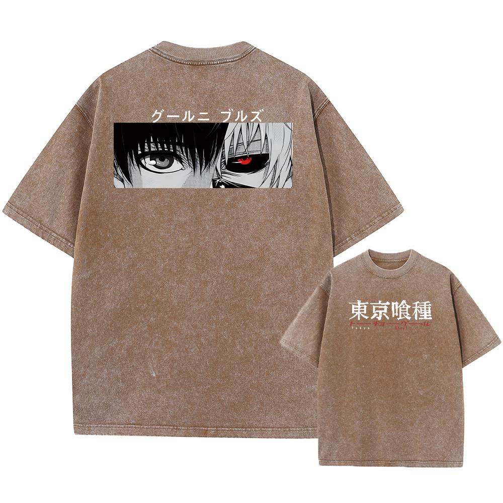 Аниме Tokyo Ghoul Kaneki Ken Графический принтованная кислотная футболка для мужчин Содержит хлопковую стираную футболку Горячая футболка Manga Harajuku унисекс
