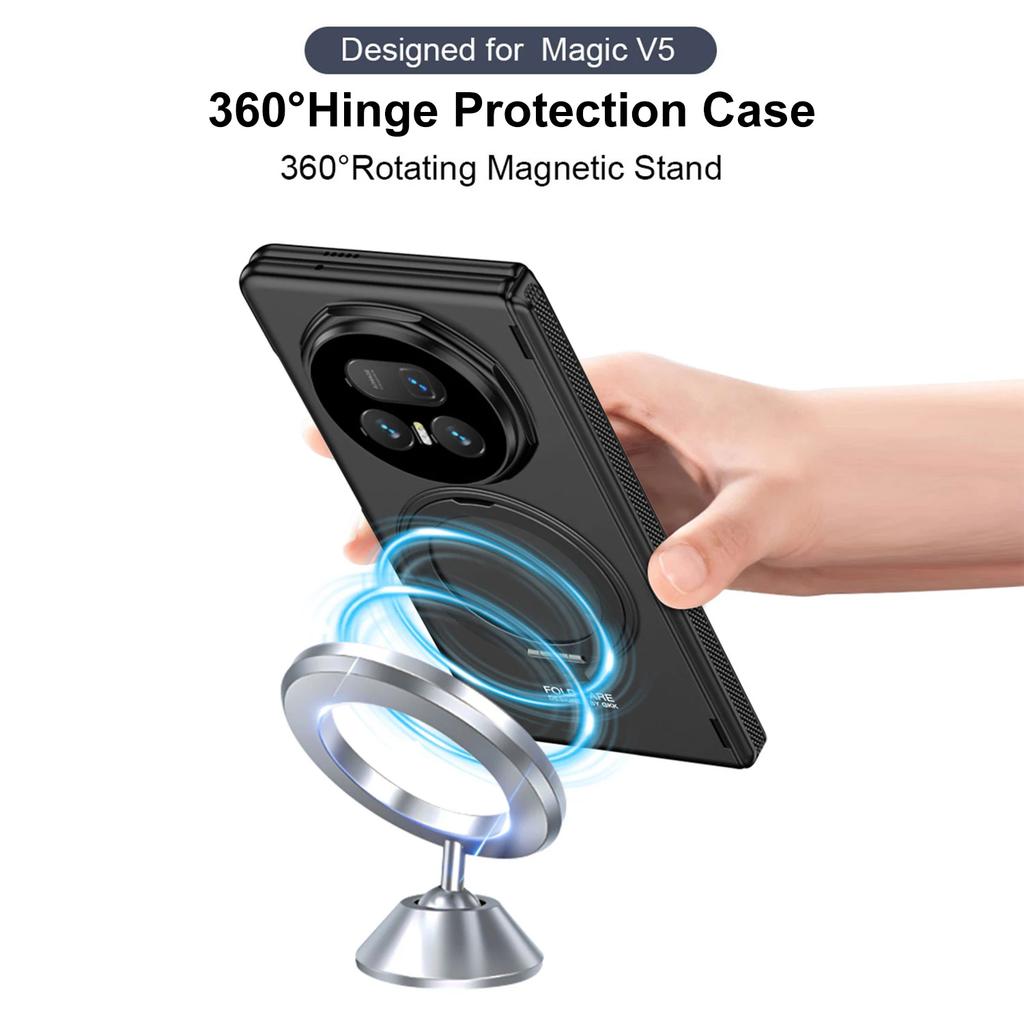 For Honor Magic V5 Case Protective Shell Fashion 360 Hinge Protection Magsafe Cases Mobile Phone Back Cover With Tempered Glass