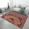 Cute Cartoon Bear and Bird Area Rug, Brown Star Pattern Non-Slip Floor Mat, Decorative Carpet for Kids Room Nursery Bedroom