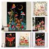 Mushroom Tapestry Wall Hanging Moonlit Garden Room Decoration Accessories Moon Stars Bohemian Decor Flowers Butterfly Tapestries