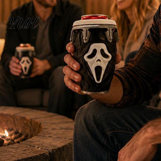 Multipurpose Halloween Decor 3D Printed Scream Can Cup Holder, Ghost Face Drink Creative Gift Holder Figurine, Spooky Desktop Ornament for Holiday