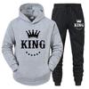 Мужские и женские костюмы для пар, комплект с капюшоном King Queen, одежда для пар, комплекты брюк King Queen