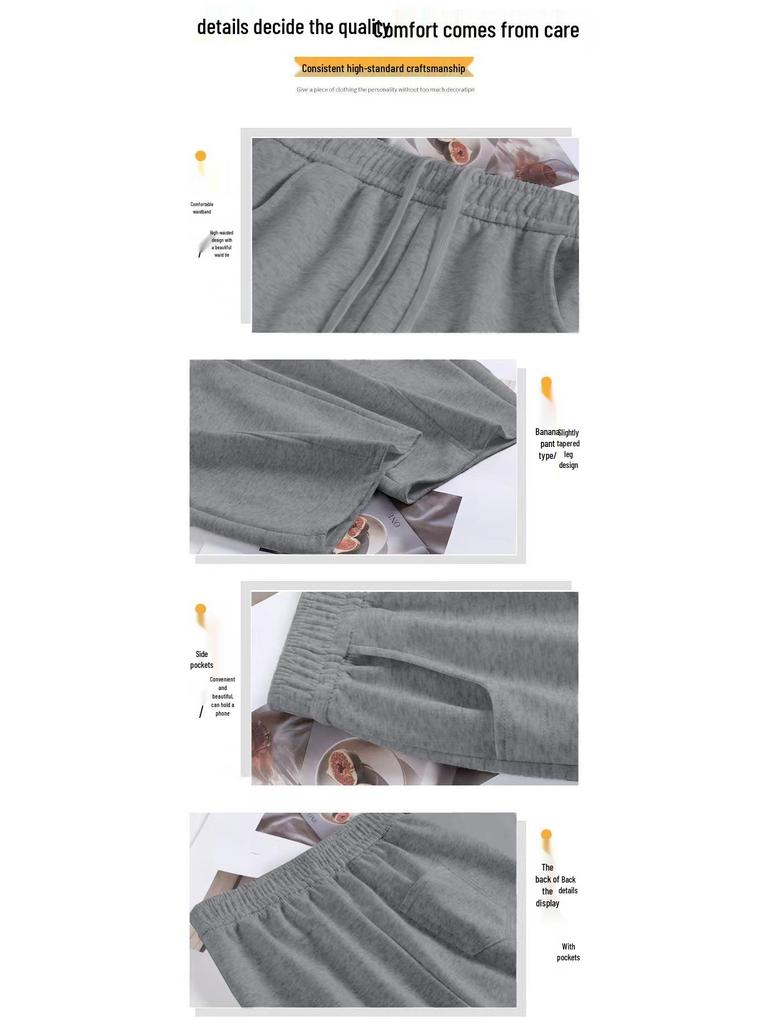 2025 Women's Gray High-Waist Curved Wide-Leg Sweatpants - Autumn/Winter Casual Loose Fit