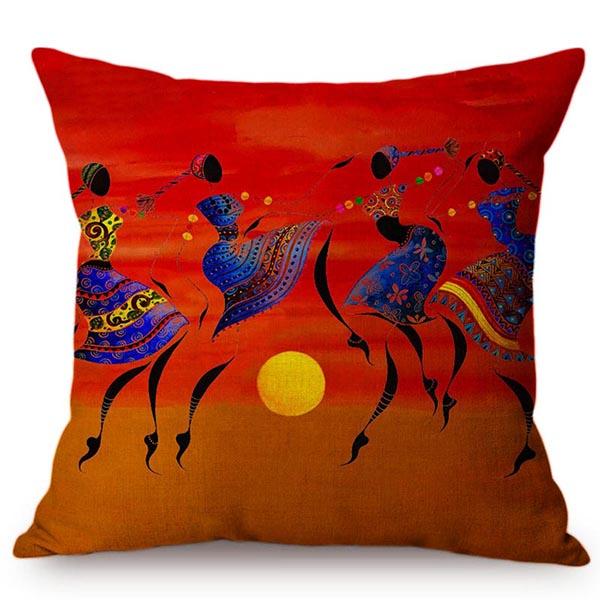 Abstract Africa Impression Dancing Africa Women Home Decor Throw Pillow Case Gold Sunset Oil Painting Art Gallery Cushion Cover