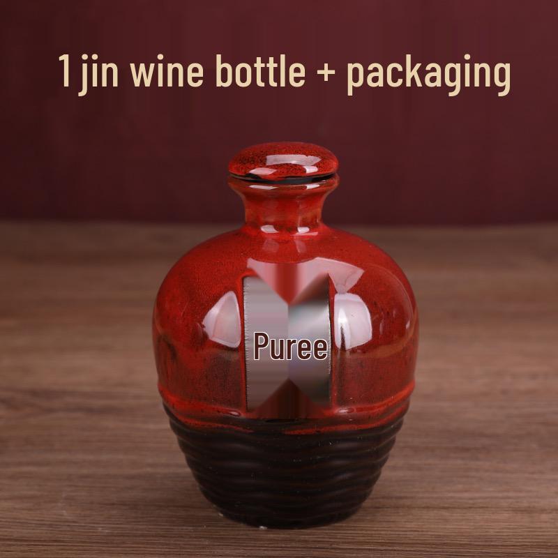 1 Jin Earthenware Wine Jar: Ceramic Wine Bottle Packaging, Sealed Baijiu Storage, Preservation, and Empty Bottle.