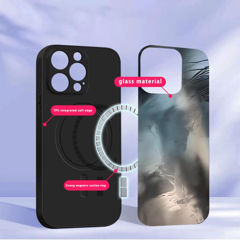 Слияние цвета и текстуры Подходит для iPhone 16E 17 Pro Max 15 Pro 14 13 Plus 12 mini 11 16 Air 17Pro магнитость Стеклянный чехол для телефона