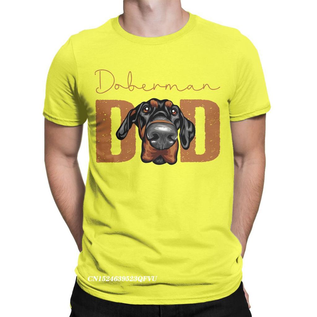 Men Doberman Dad Dog Tops T Shirts Animal Pet Oversized Pure Cotton Novelty Harajuku Crewneck Tees Aesthetic Camisas T-Shirt
