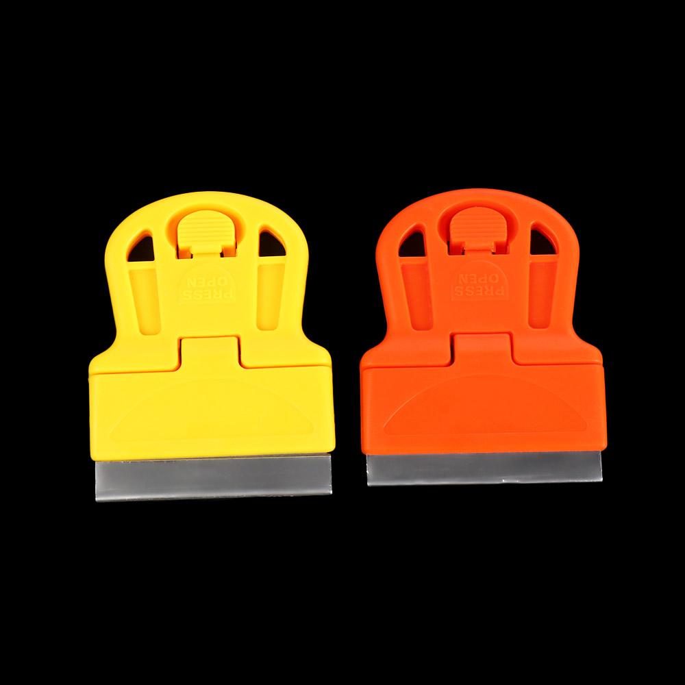 Handy Plastic Scraper With Blade One-Sided Squeegee Steel Blade Spatula Glass