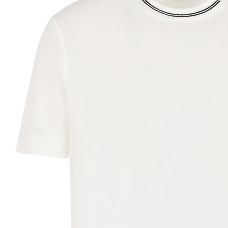 Emporio Armani Мужская футболка с круглым вырезом и короткими рукавами, отделка letter logo, цвет Warm-White 6D1T95-1JOSZ-0101
