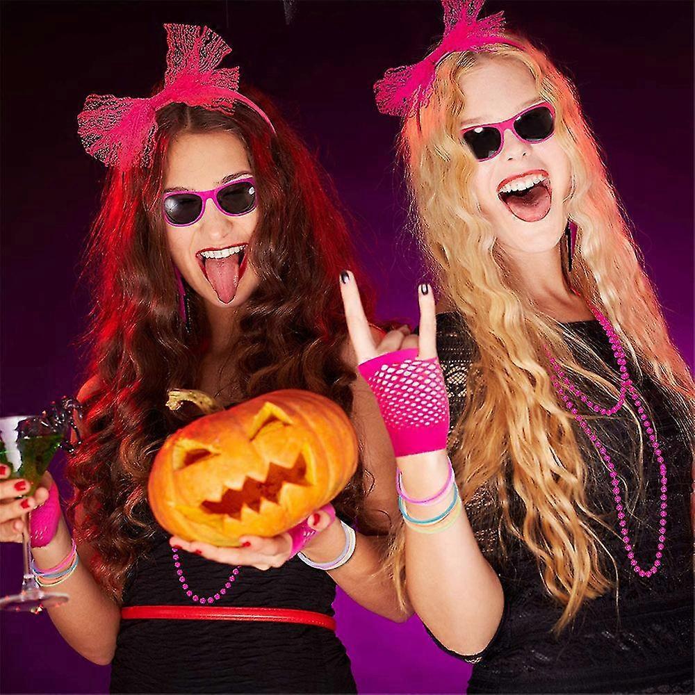 Women's 80s Retro Fancy Cosplay Costume Party Costume Set Tutu Skirt Fishnet Gloves Earrings Kit