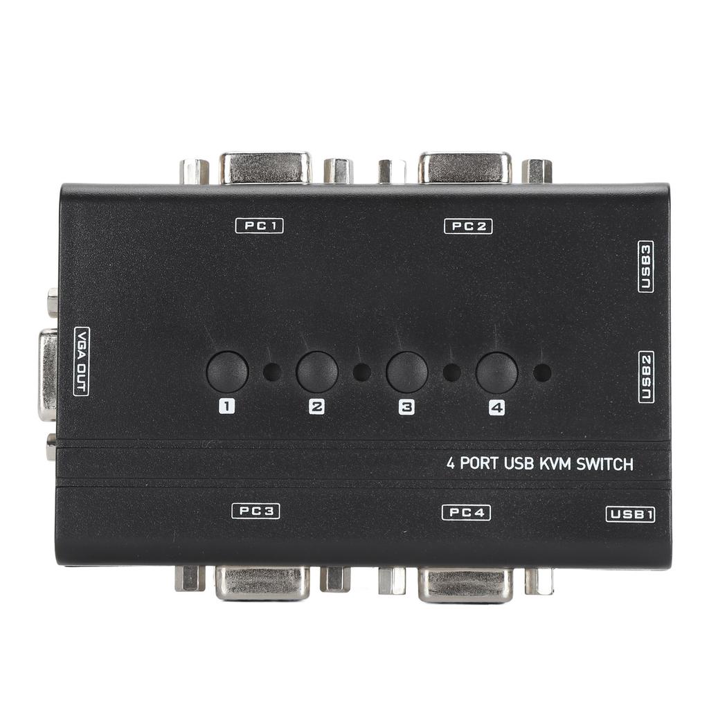USB VGA KVM-переключатель 4 порта USB VGA KVM-переключатель-селектор для 4 ПК с общим 1 дисплеем 3 USB-устройствами Клавиатура Мышь Принтер