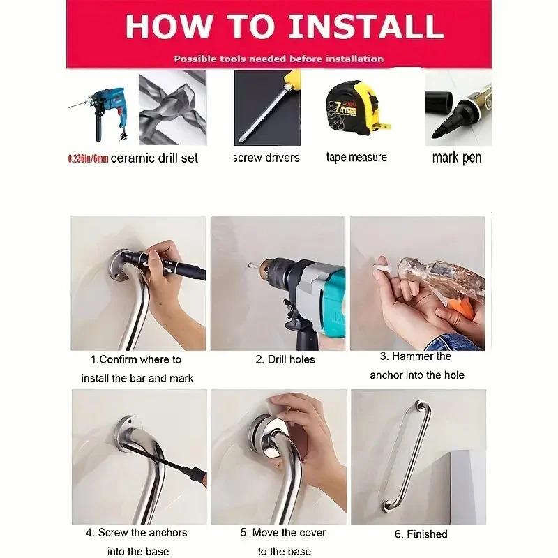 Поручень для ванной из нержавеющей стали для душа, ручка для полотенца для детей, пожилых людей, инвалидов, травмированных, средство безопасности в ванной