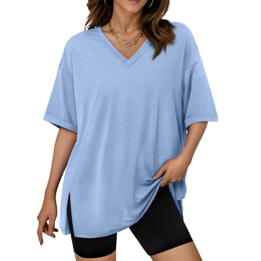 Large Oversized Women's Gym T Shirts Plus Size Tops V Neck Short Sleeve Workout Shirts Casual Loose Fit T Shirts