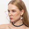 For Women Metal Triangle Glasses Frame Glasses Frame Fake Glasses Rhinestones Glasses Frame