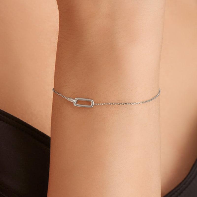 ANIA HAIE Glam Interlock Pendant Stone Setting 925 Silver Bracelet B037-01H