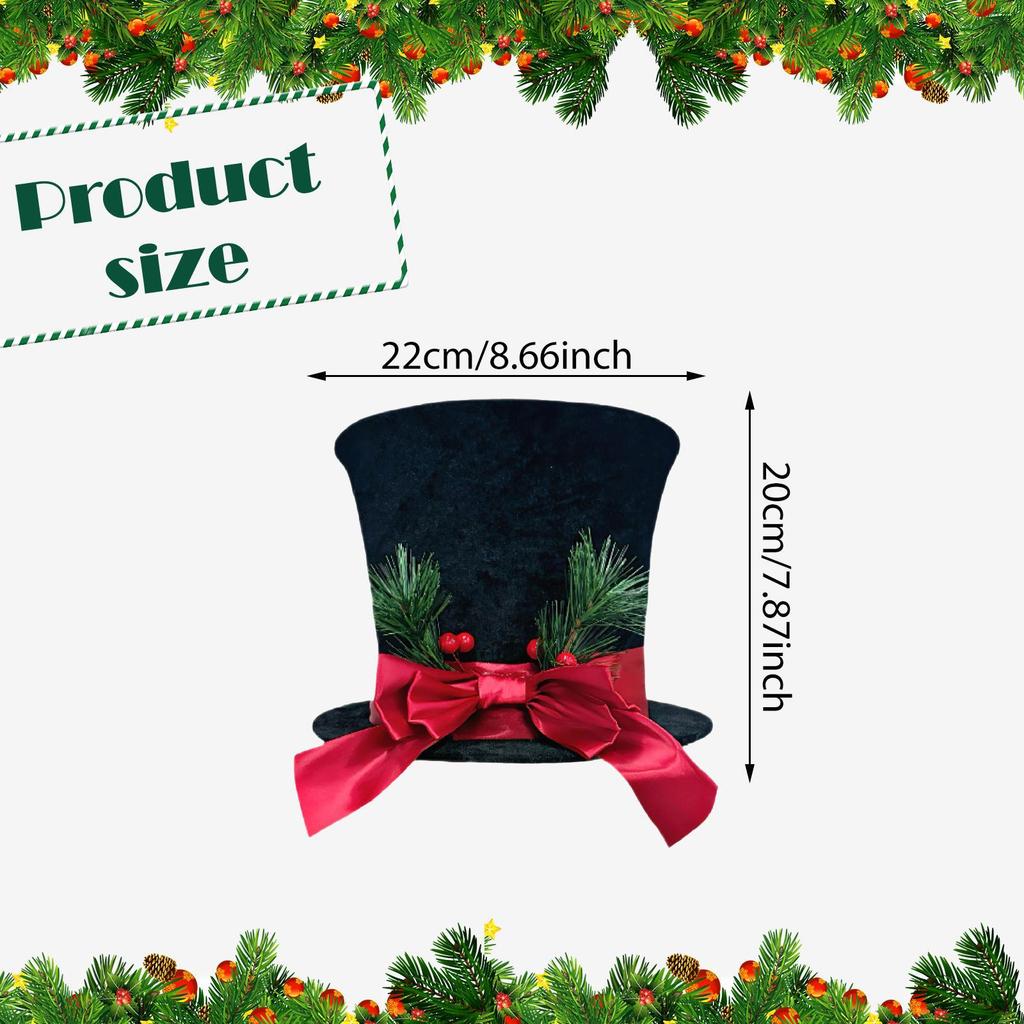 Christmas Tree Topper Hat Top Decoration Desk Ornament with Bow for Anniversary Bar