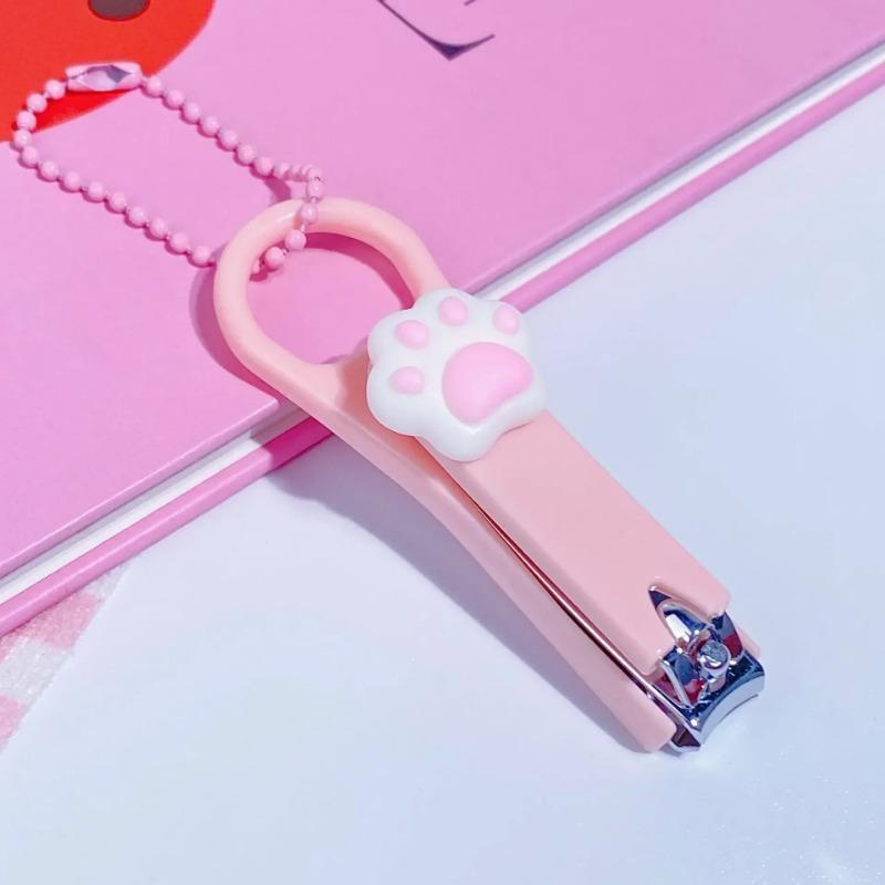 Машинки для стрижки ногтей в форме сердечка для девочек с цепочкой из бисера, триммер для ногтей с мультяшным медведем и кроликом для студентов, домашний уход за ребенком, маникюрные инструменты