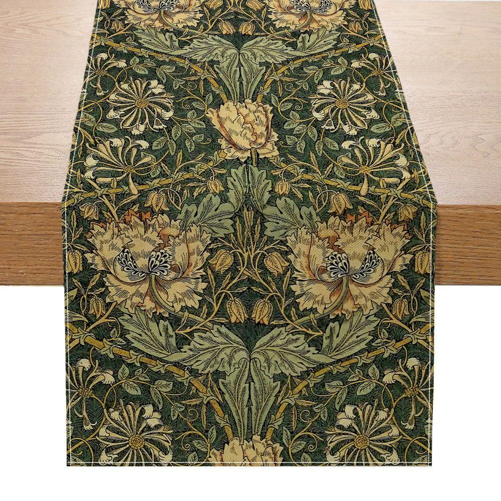 Flourishing Flowers Table Cover Pastoral Style Tablecloth Floral Table Runner  Home Decor