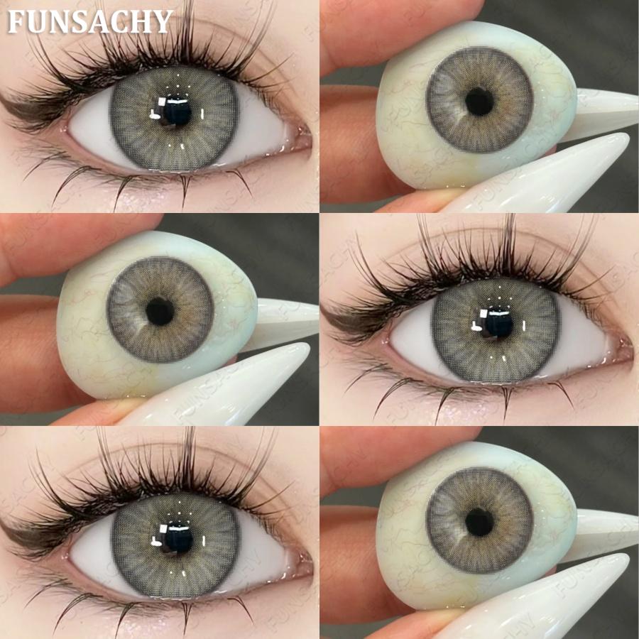 FUNSACHY 1 пара натуральных линз корейского стиля цветные контактные линзы синие линзы коричневые туманные перламутровые цветные линзы высококачественные мягкие линзы
