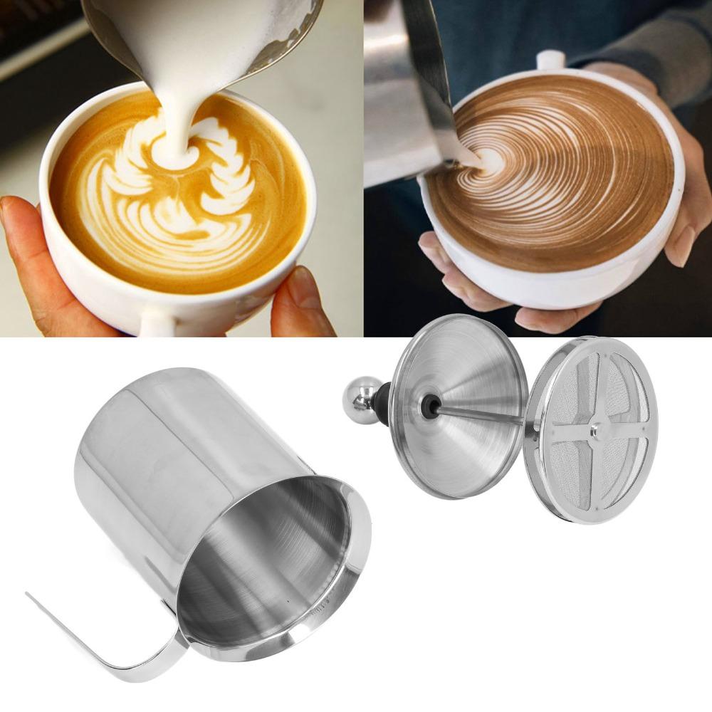 800ML Capacity Manual Milk Frother Stainless Steel Milk Foam Making Tool Coffee Making