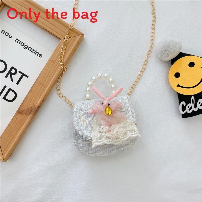 Bag Crossbody Kid With Pearl Handle And Flower Bear Rabbit Decoration