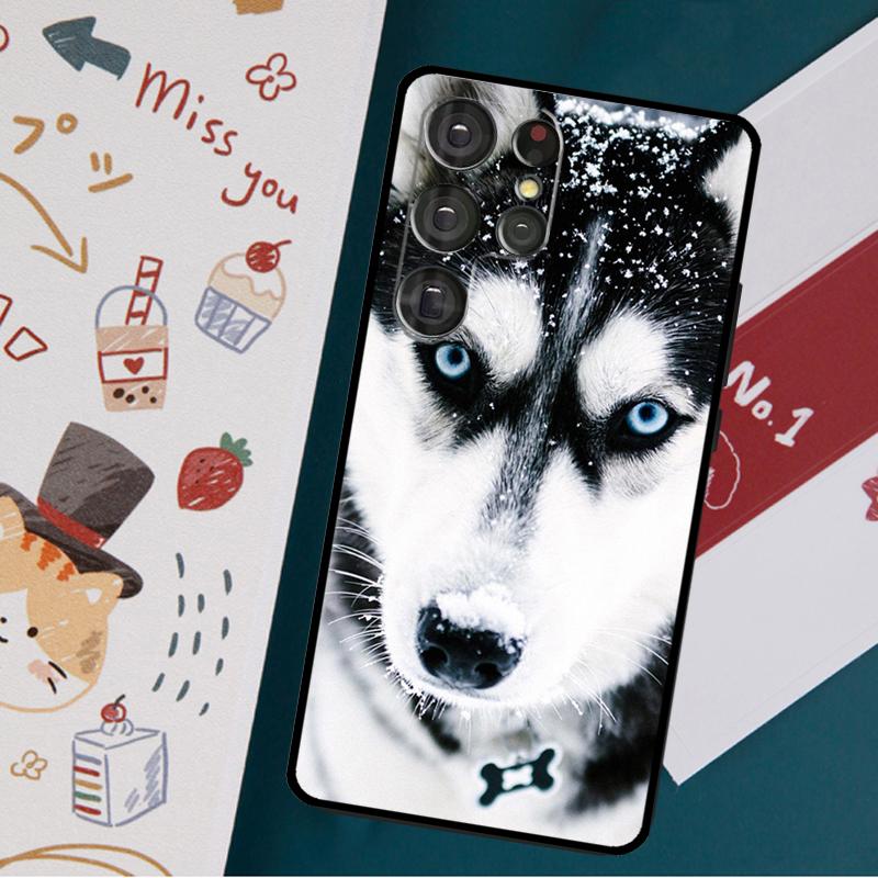 Alaskan Husky Dog Cute Puppy Case For Samsung Galaxy S23 S22 S21 Ultra S20 FE Note 20 Ultra S8 S9 S10 Note 10 Plus Cover