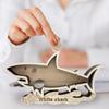 Shark Teeth Display Box Wood Shark Shaped Shadow Box Desktop Collection Display Case for Coin Shell Collectors Shark Lovers