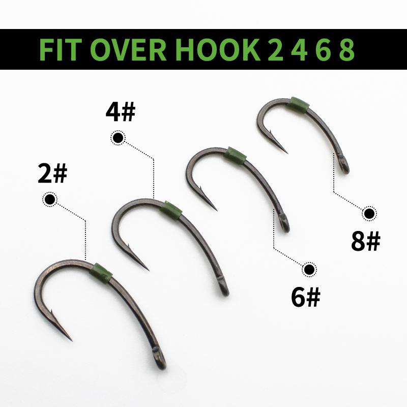 200pcs Carp Fishing Accessories Hook Silicone Tube Anti-tangle Rig Tubing Fit Over Hook 2/4/6/8 For Carp Fishing Tackle