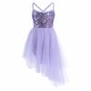 Kids Girls Sleeveless Sequins Tulle Ballet Dance Gymnastics Leotard Dress Lyrical Dance Wear