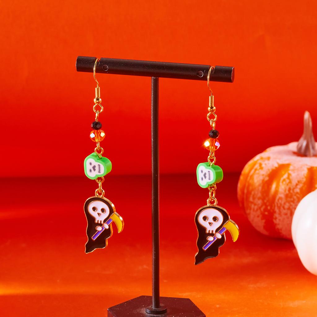 Funny Cute Acrylic Pumpkin Crystal Earrings for Women Girls Gothic Polymer Clay Ghost Drop Earring Halloween Theme Party Jewelry