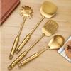 1Pc Golden Stainless Steel Long Handle Cooking Utensils Rice Spoon Soup Ladle Pancake Spatula Colander Gadgets for Kitchen