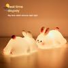 Night Light Silicone Big Face Rabbit Tap USB Rechargeable with Dimmable Timer Soft Eye-Protective LED Night Light