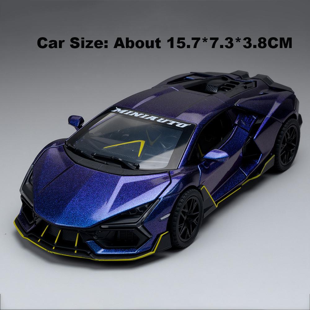 1:32 Scale Revuelto Police Car Model Toy Doors Opened Sound Light Sports Cars Pull Back Alloy Body Vehicle Hobby Decorations