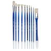 JOWOART 10 Pcs Multifunctional Art Blue Wooden Rod Pig Bristles Paint Brushes Acrylic Fan-shaped Pen Painting Set Professional Oil Brush