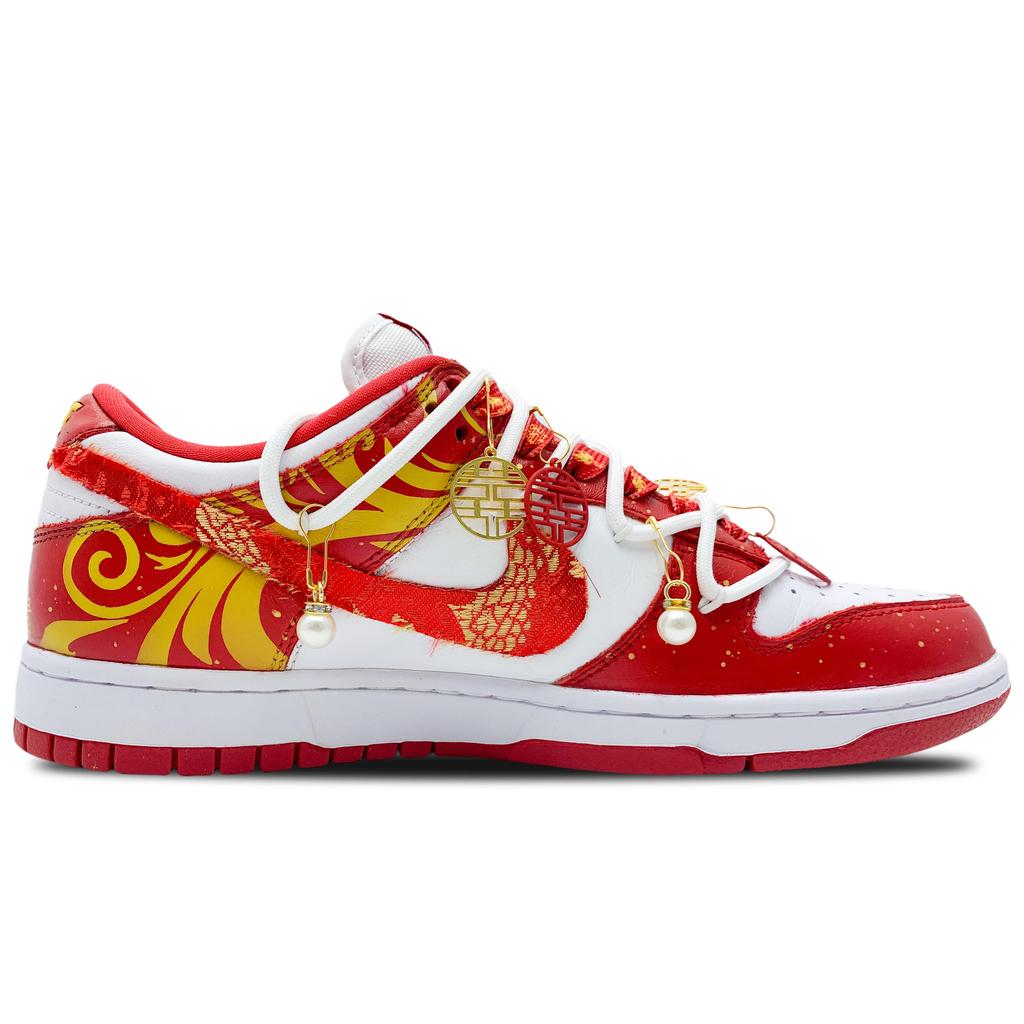 Nike Кроссовки Dunk Coverage, нескользящие и износостойкие, низкие, для скейтбординга, унисекс, красно-золотисто-белые, CU1727-100(Команда188-)