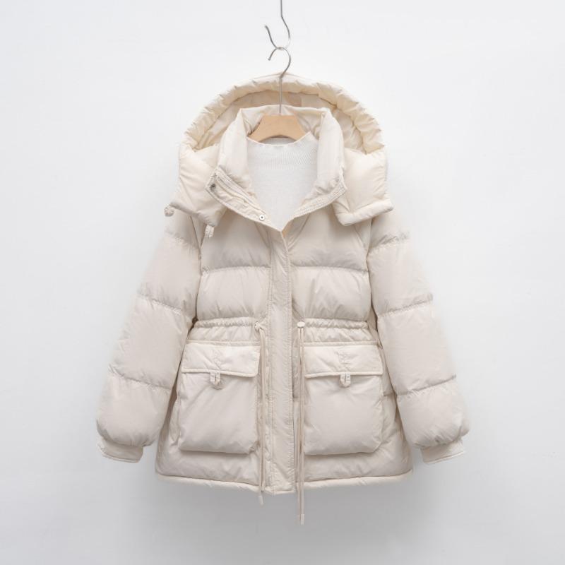 Пуховик женский зимний модный приталенный маленький теплый утолщенный с капюшоном