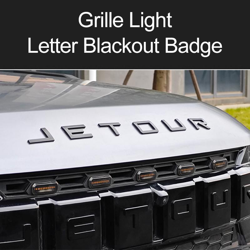emsqc4 For Jetour T2 i-DM Ich - X K3 Car Emblem Blackout Sticker Grille Light Letter Badge Black Warrior Matte Black Emblem Accessories