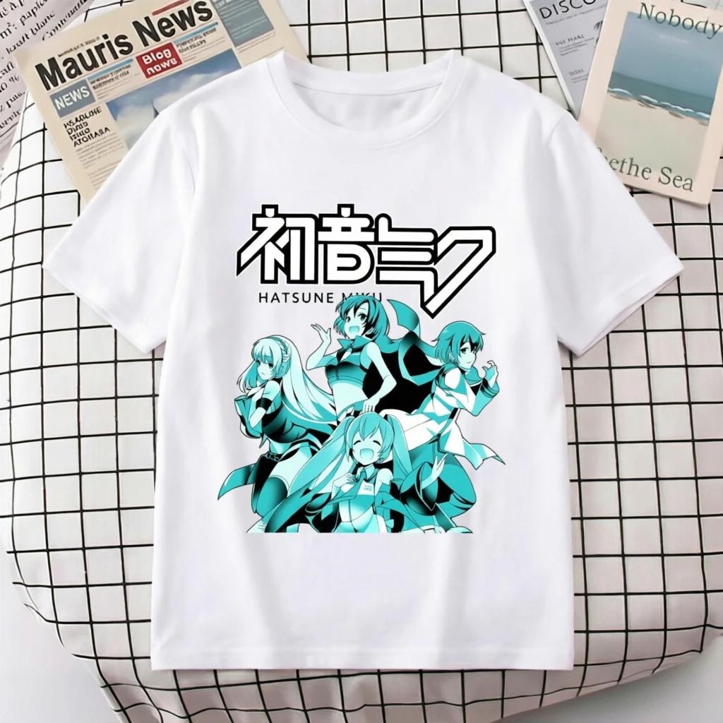 New 2026 Japanese Hatsune Miku Anime Printed Cotton Retro Distressed ShortSleeved Unisex TShirt Vintage Men Women Kids