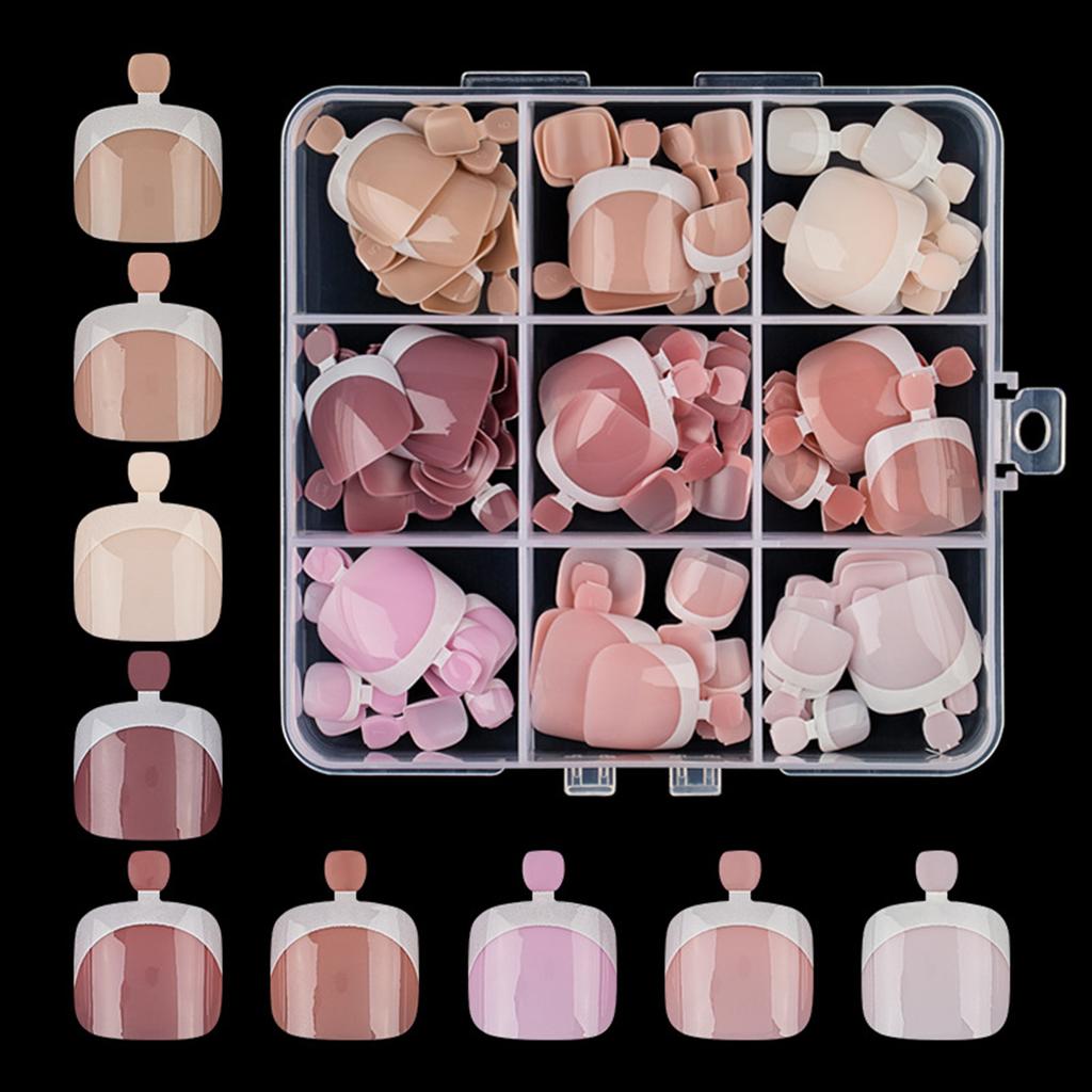 108 шт. Летние накладные ногти на ногах телесного цвета, короткие, накладные ногти на ногах, белые с французским кончиком, полное покрытие, наращивание искусственных ногтей, DIY маникюр