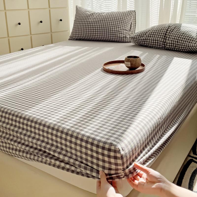 Постельное белье современного дизайна, из ткани с принтом в виде узора «линеллае» светло-зеленого цвета, хлопок, дышащее, наматрасник, красочная простыня на резинке с наволочкой