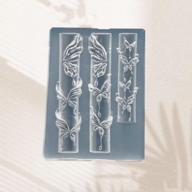 3D Силиконовый Молд для Ногтей Цветок Бант Бабочка Шаблоны для Ногтей Прозрачный Молд DIY Декор для Ногтей Штамповочные Пластины Инструменты для Маникюра