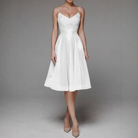 Вечернее платье с V-образным вырезом, А-силуэта, узкое, с высокой талией, на бретельках, платье-комбинация без рукавов и вышивкой для выпускного вечера