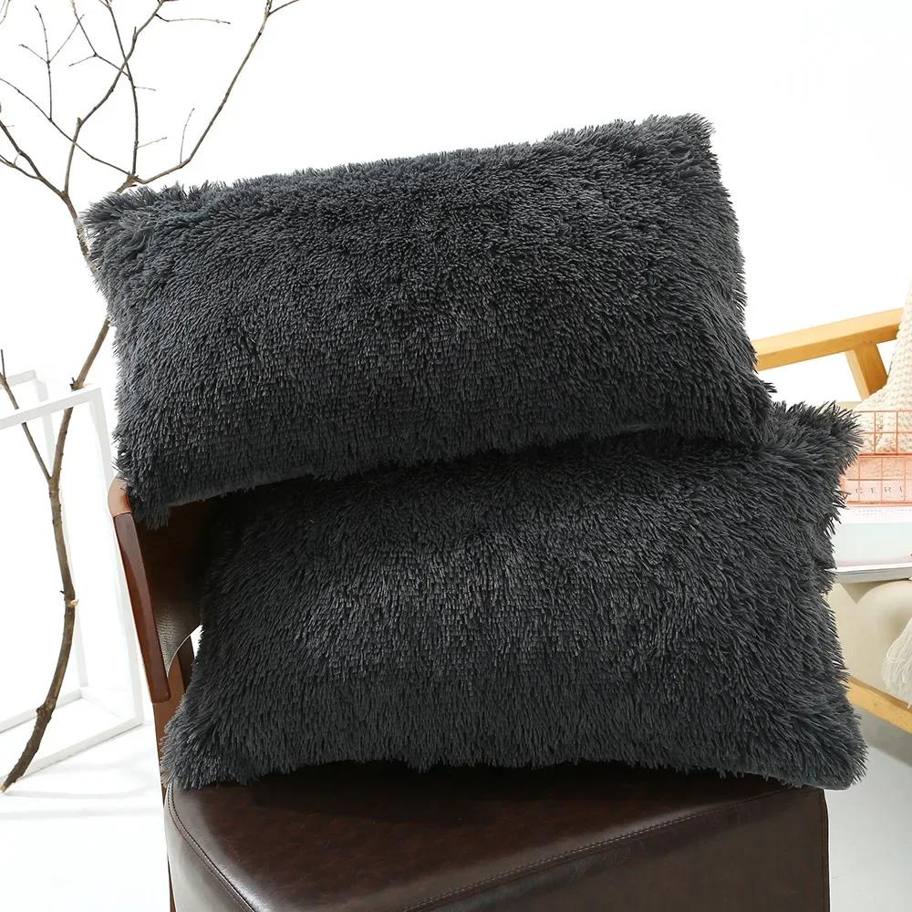 1PC Soft Fur Plush Furry Cushion Cover Bedding Pillow Case Throw Pillows Cover Classic Home Decor Pillowslip Cushion Cover 50X70