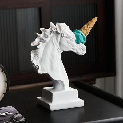 Европейская Современная Декорация Скульптура Головы Лошади, Разбивающей Лед, Смола, Статуэтка Животного в Абстрактном Стиле, Декор для Дома, Настольный Декор