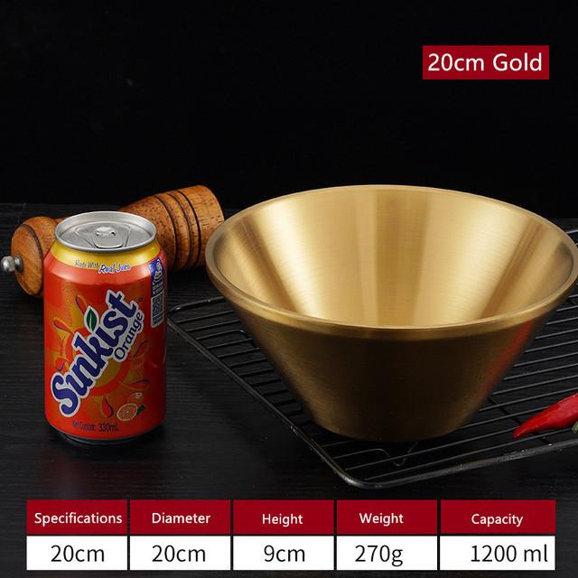 Чаша из нержавеющей стали, многоразмерный V-образный золотой салатник, салатница с лапшой, рисом и фруктами, кухонная посуда для приготовления пищи, корейский салатный лук