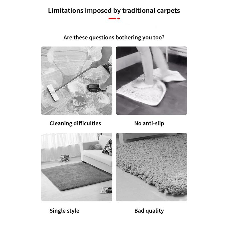 10PCS Patchwork Carpet Self-absorbing Non-adhesive Floor Rug Flocked Polyester Kitchen Bathroom Hotel Office Solid Colour Mat Non-slip